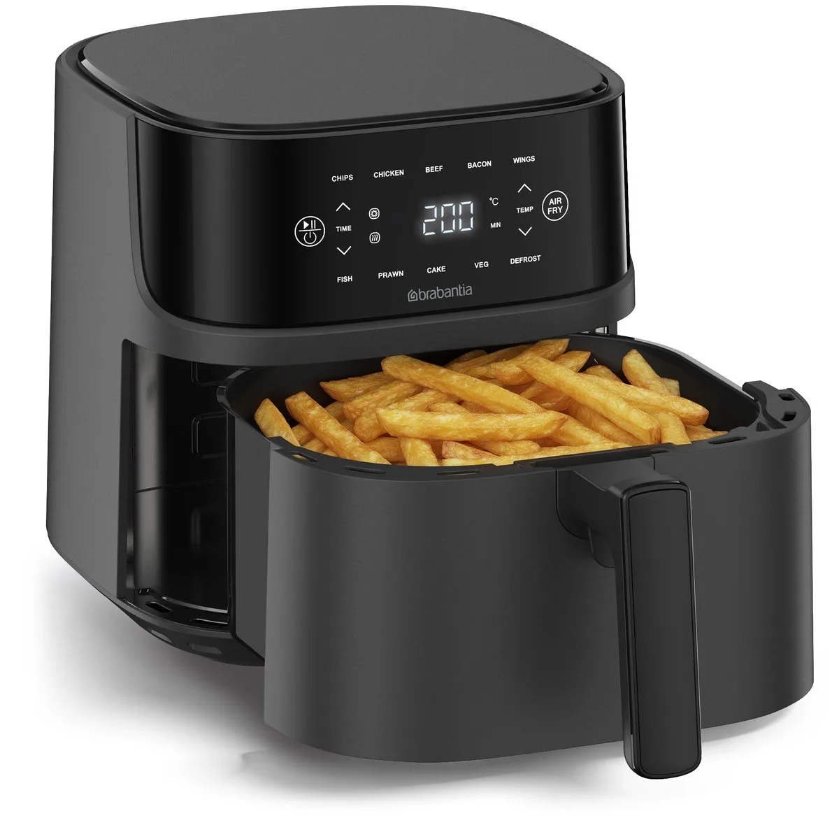 Airfryer XXL - 5.7 liter - Digitaal Touchscreen - 10 Kookprogramma's - Tot 5 Personen - PFAS-Vrij - 80ºC tot 200ºC - 1700 Watt - BBEK1136 van Brabantia in Zwart – productfoto
