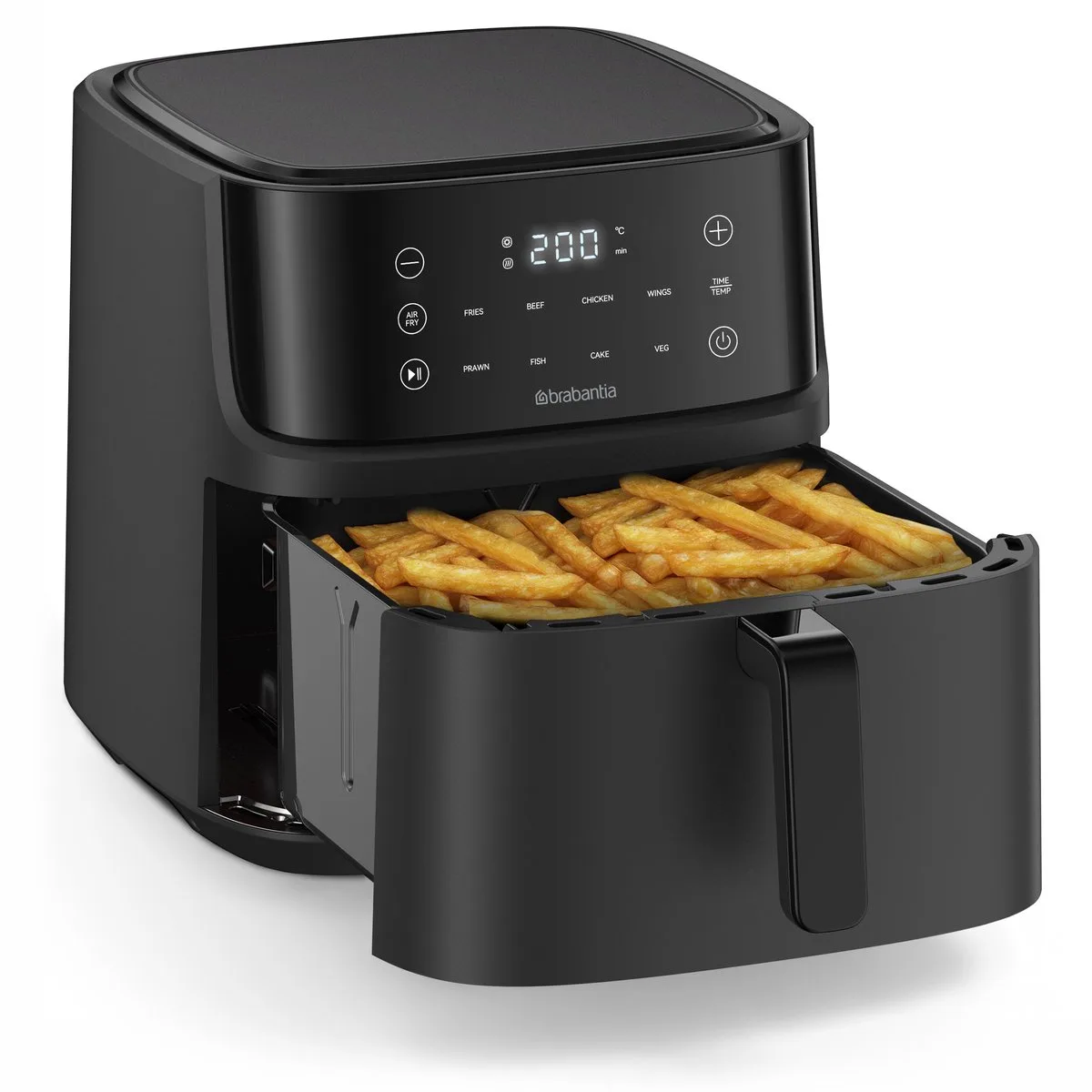 Airfryer XXL - 7.6 liter - Digitaal Touchscreen - 8 Kookprogramma's - Tot 8 Personen - PFAS-Vrij - 80ºC tot 200ºC - 1700 Watt - BBEK1138 fra Brabantia i Sort – produktbillede