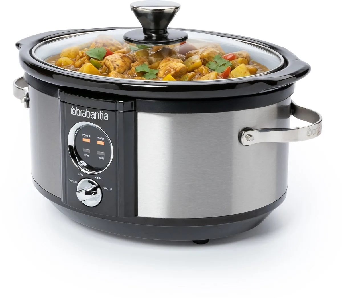 BBEK1081 Slowcooker - 3.5 Liter - 180 Watt - Warmhoudfunctie - Keramische binnenpan van Brabantia in Zilver – productfoto