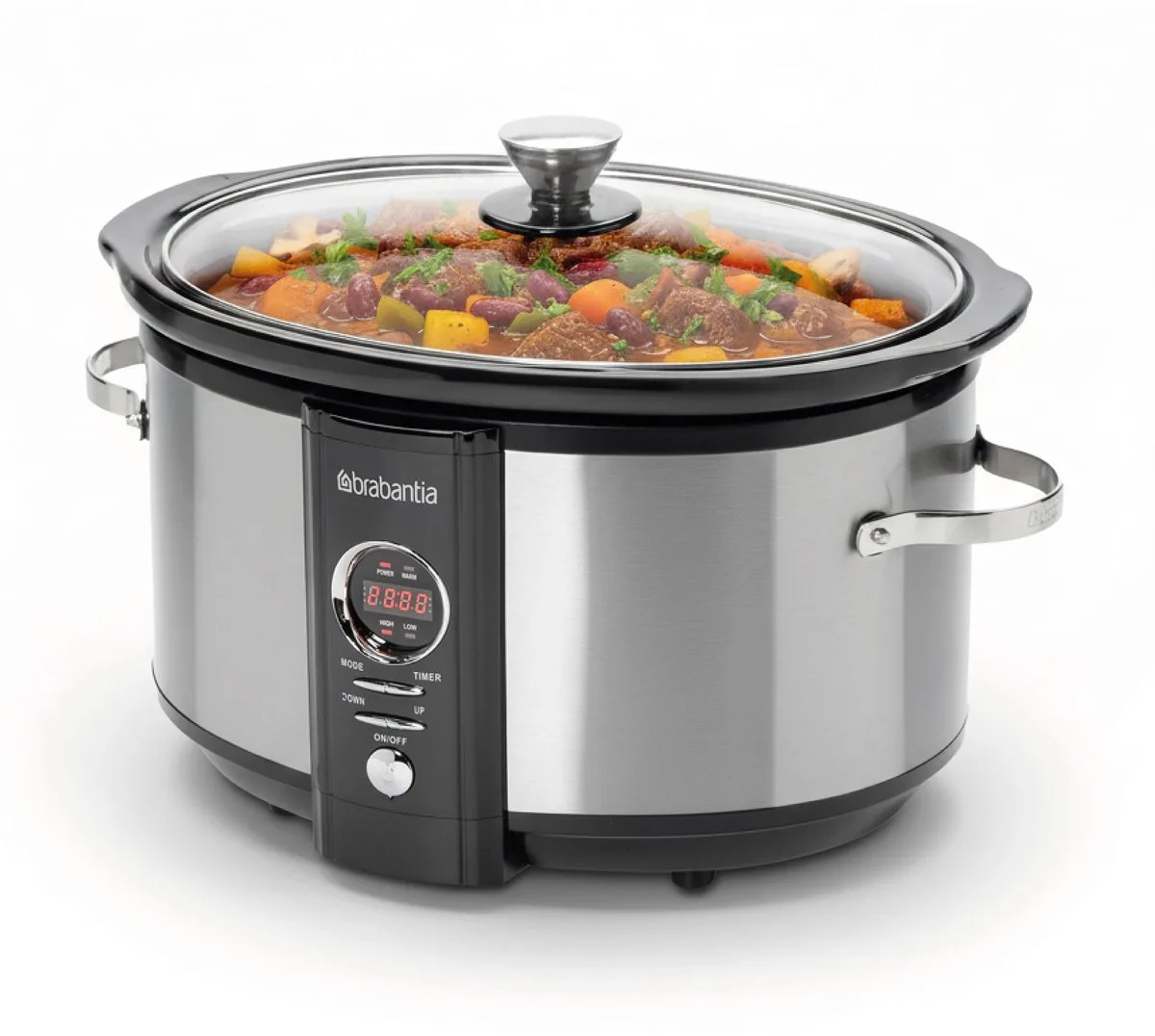 BBEK1083 Slowcooker - 6.5 Liter - 320 Watt - Warmhoudfunctie - Keramische Binnenpan - RVS de Brabantia en Argent – photo produit