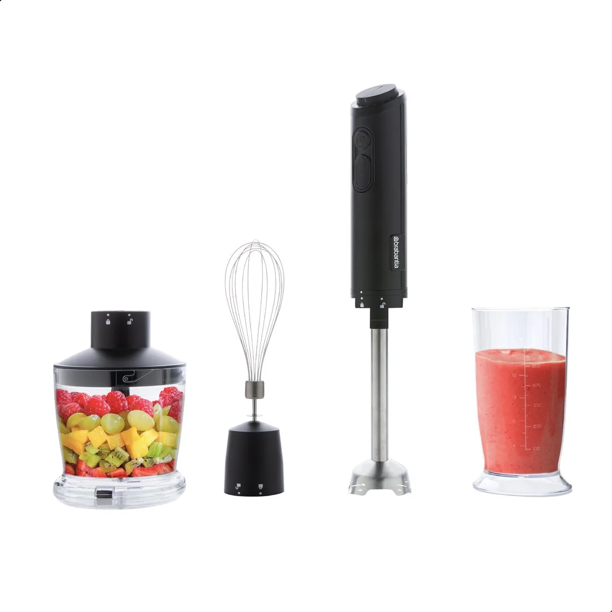 D8-4CMB Staafmixer set - IJscrusher - Hakmolen - Garde - 1000 Watt - 8 snelheden - RVS de Brabantia en Noir – photo produit