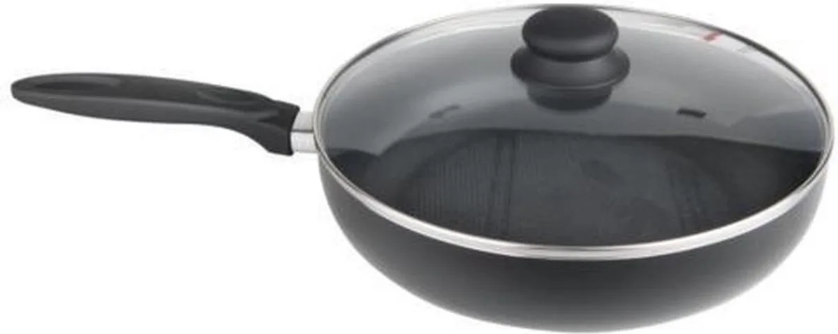 Hapjespan met deksel 28cm non-stick van Brabantia in Zwart – productfoto