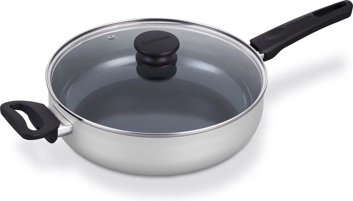 INDU+ Hapjespan - Ø 28cm - met Deksel - Sauteerpan - Keramische Antiaanbaklaag - Geschikt voor Inductie - PFAS Vrij de Brabantia en Gris – photo produit
