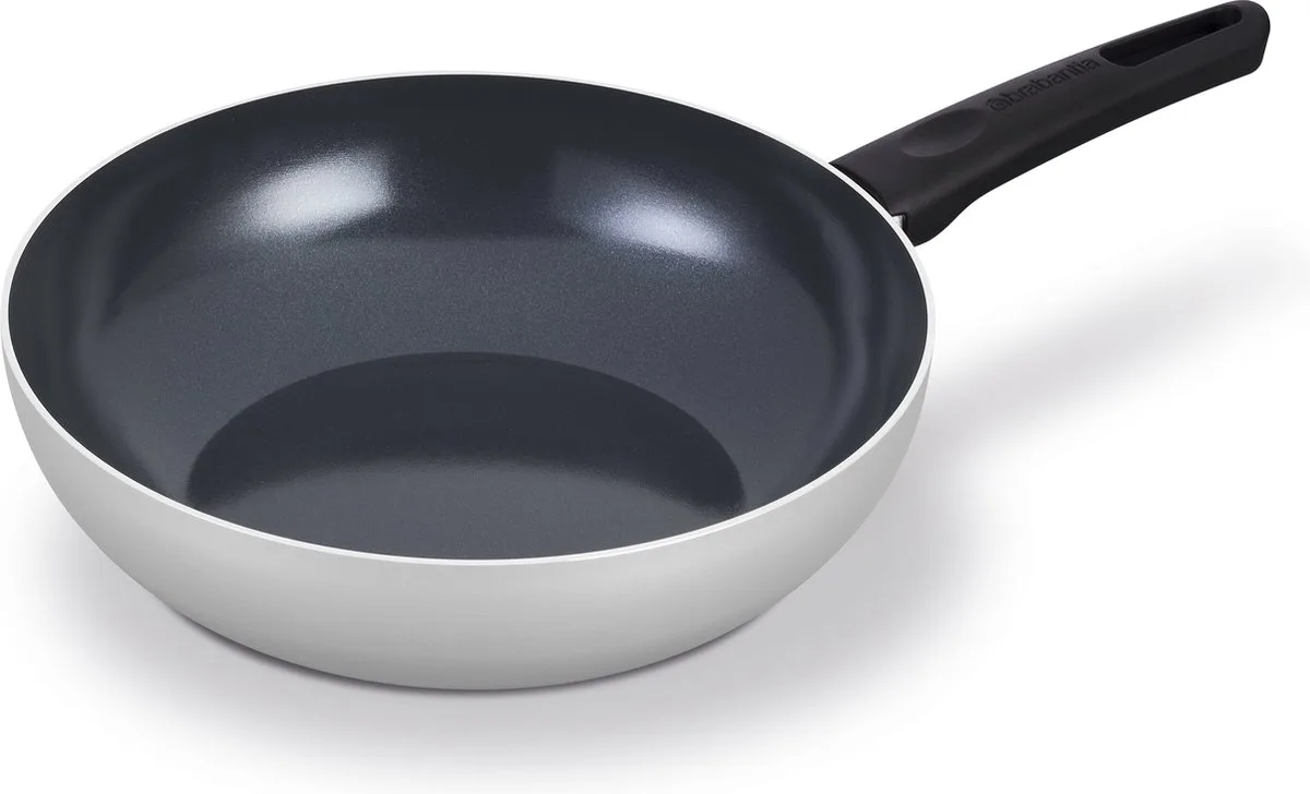 INDU+ Wokpan Ø 28cm – 100% PFAS Vrij – Keramische Antiaanbaklaag - Inductie Koekenpan – Vaatwasserbestendig van Brabantia in Grijs – productfoto