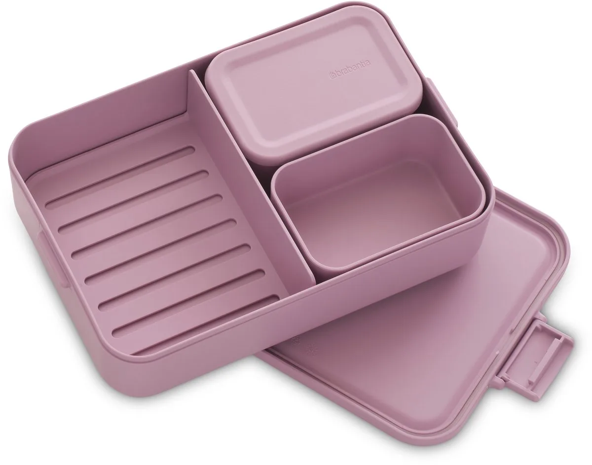 Make & Take Bento Lunchbox/Broodtrommel - incl Bentobox - Large - Kunststof van Brabantia in Lilac Pink – productfoto