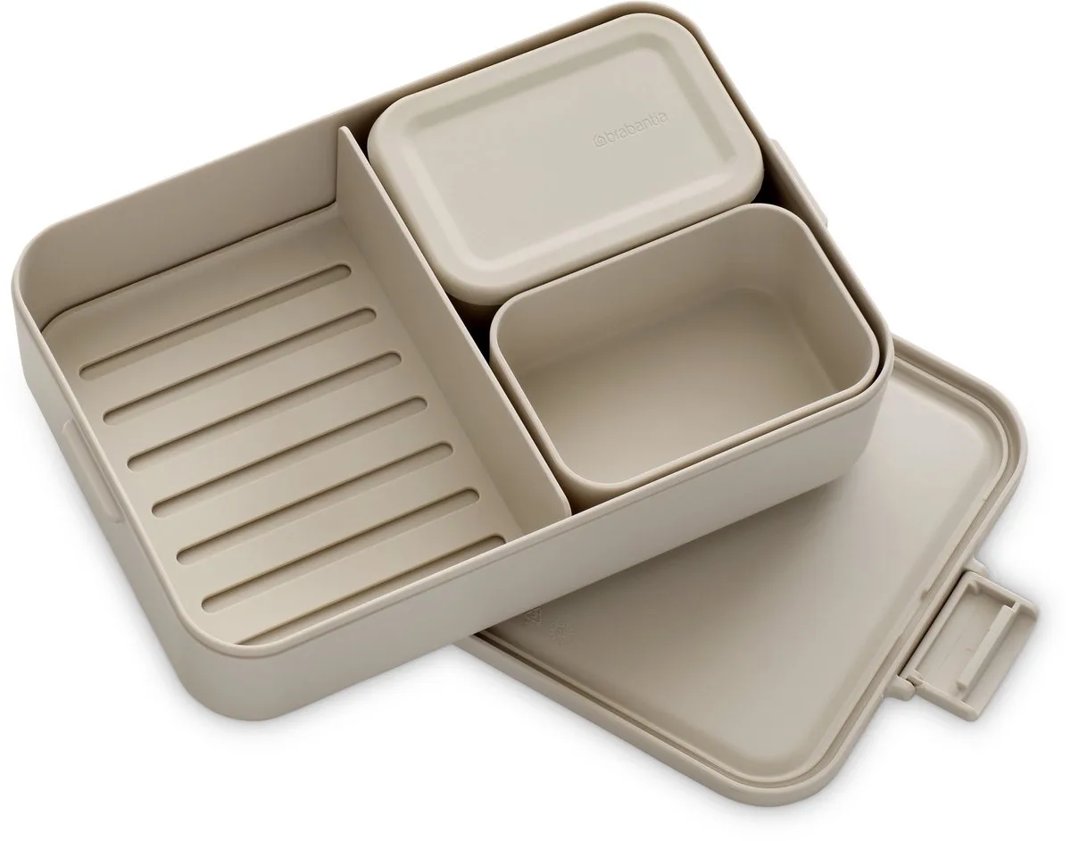 Make & Take Bento Lunchbox/Broodtrommel - incl Bentobox - Large - Kunststof van Brabantia in Soft Beige – productfoto