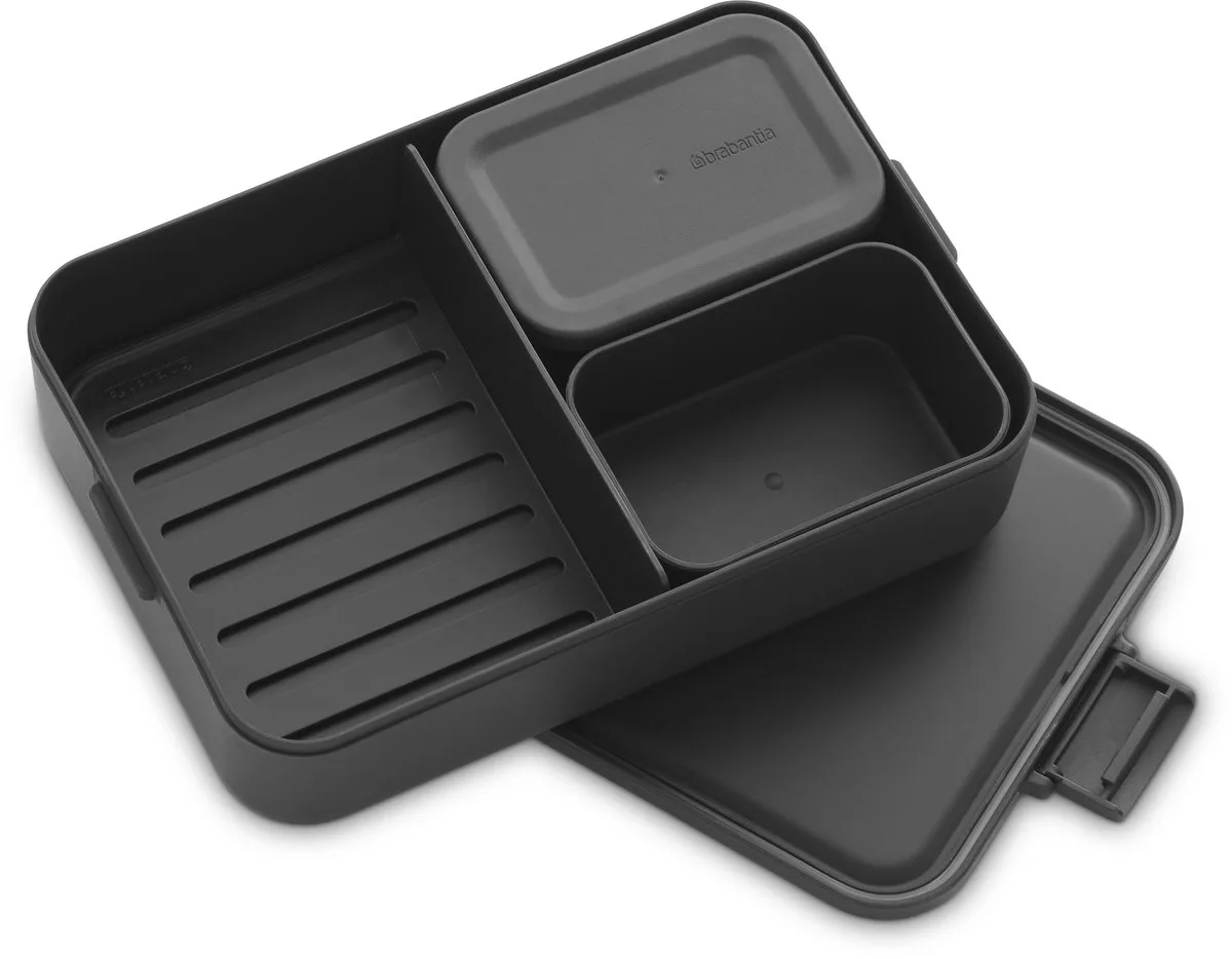 Make & Take Bento Lunchbox/Broodtrommel - incl Bentobox - Large - Kunststof från Brabantia i Mörkgrå – produktbild