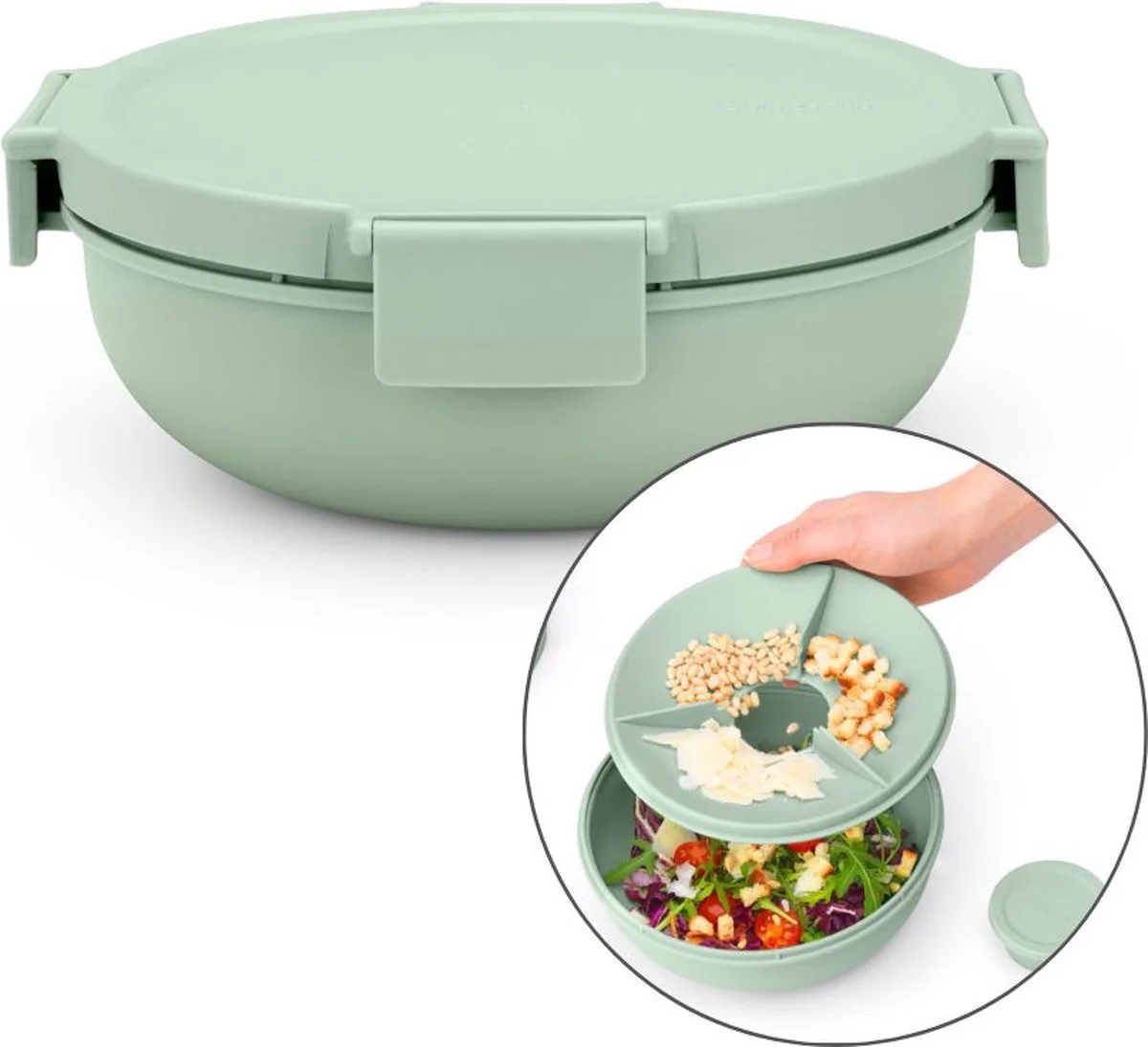 Make & Take Salade Lunchbox To Go - 1,3 l - Kunststof van Brabantia in Jade Green – productfoto