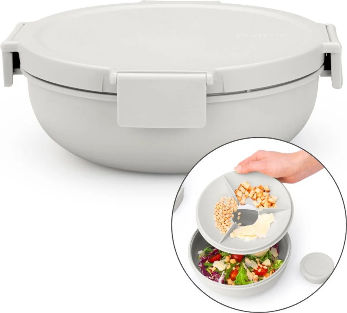 Make & Take Salade Lunchbox To Go - 1,3 l - Kunststof de Brabantia en Gris clair – photo produit