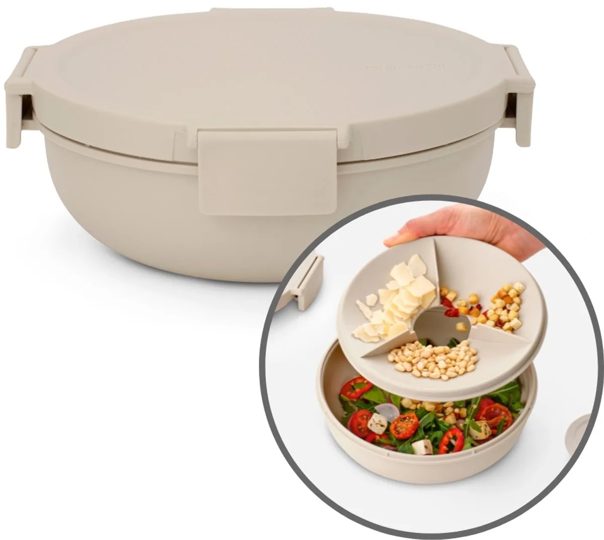 Make & Take Salade Lunchbox To Go - 1,3 l - Kunststof van Brabantia in Soft Beige – productfoto