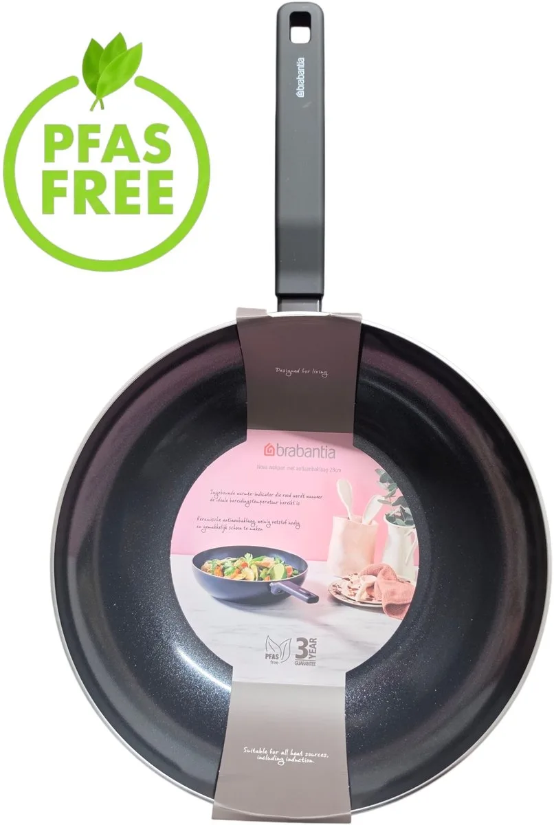 Nova Wokpan - Ø 28 cm - keramische antiaanbaklaag - Geschikt voor Inductie van Brabantia in Zwart – productfoto