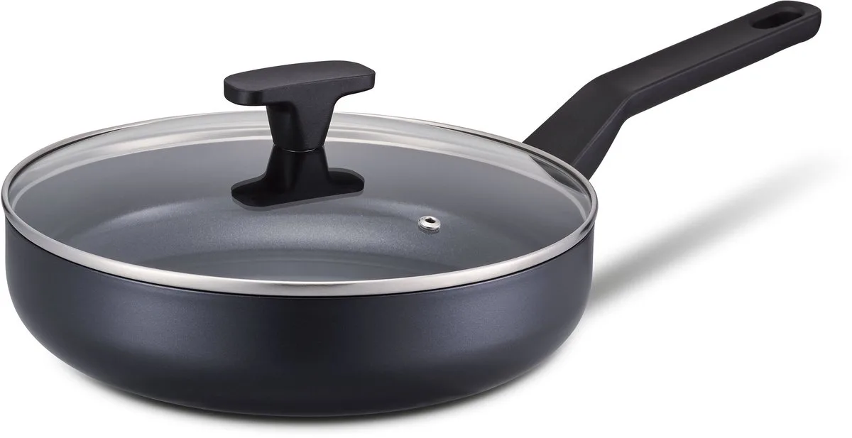 Onyx R ns Hapjespan - Ø 26cm - Met glazen deksel - Keramische antikleeflaag - PFAS-vrij - Geschikt voor inductie de Brabantia en Noir – photo produit