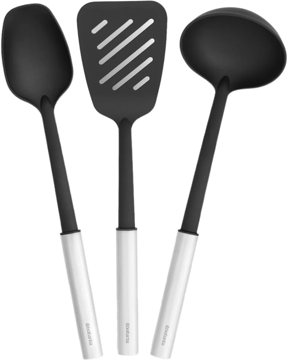 Profile Opscheplepel, Bakspaan en Soeplepel, anti-aanbak, Set van 3 van Brabantia in Matt Steel – productfoto