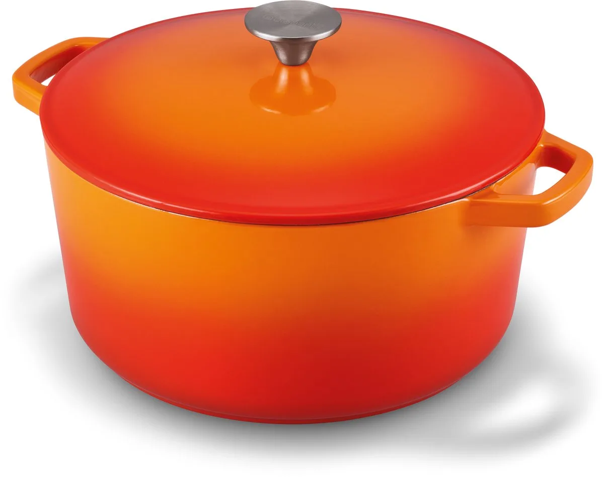 Q-time Braadpan - 26 cm - Stoofpot - Gietijzer - PFAS-vrij - 4,5 L de Brabantia en Orange – photo produit