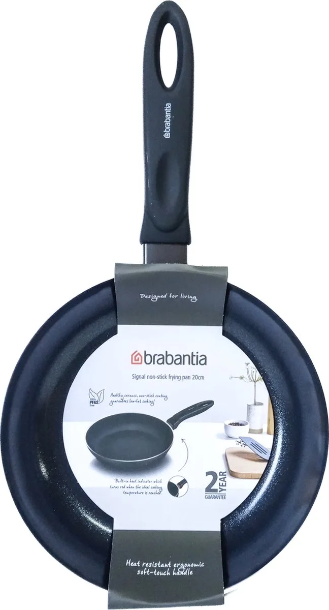 Signal Koekenpan met Keramische Anti-aanbaklaag en Warmte-indicator - 20 cm van Brabantia in Zwart – productfoto