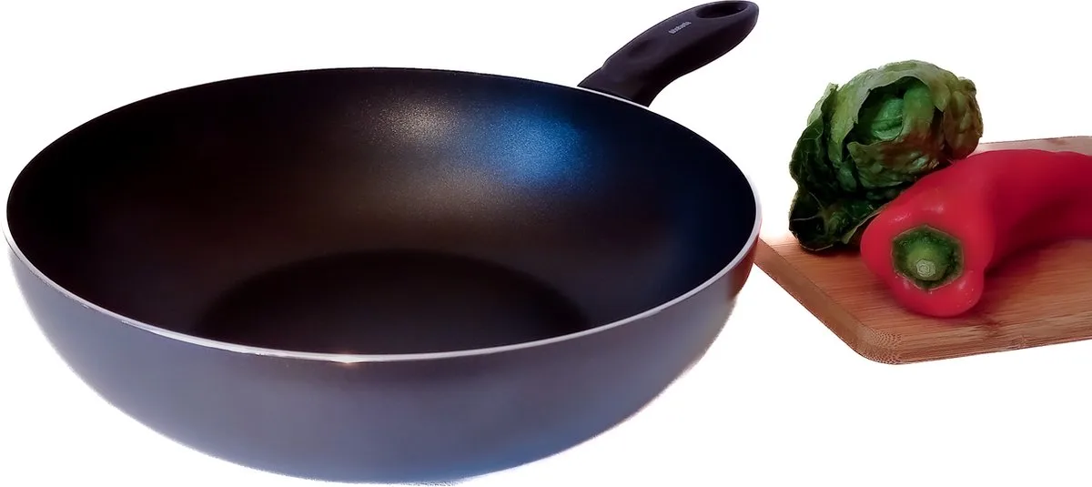 Signal Non-stick Wokpan met ingebouwde warmte-indicator - 28 cm van Brabantia in Zwart – productfoto
