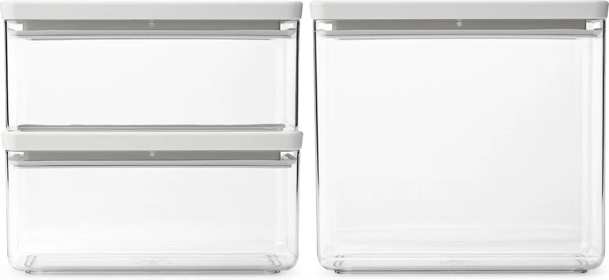 Tasty+ Voorraadbussen - Stapelbaar - 1,5 + 1,5 + 3,5 l van Brabantia in Lichtgrijs – productfoto