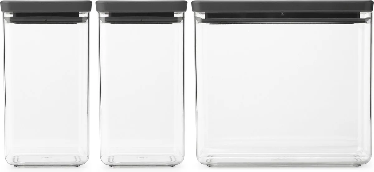 Tasty+ Voorraadbussen - Stapelbaar - 1,6 + 1,6 + 3,5 l fra Brabantia i Mørkegrå – produktbillede