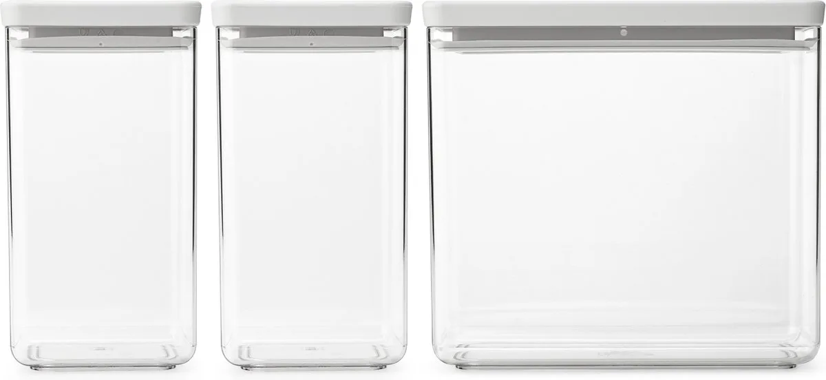Tasty+ Voorraadbussen - Stapelbaar - 1,6 + 1,6 + 3,5 l van Brabantia in Lichtgrijs – productfoto