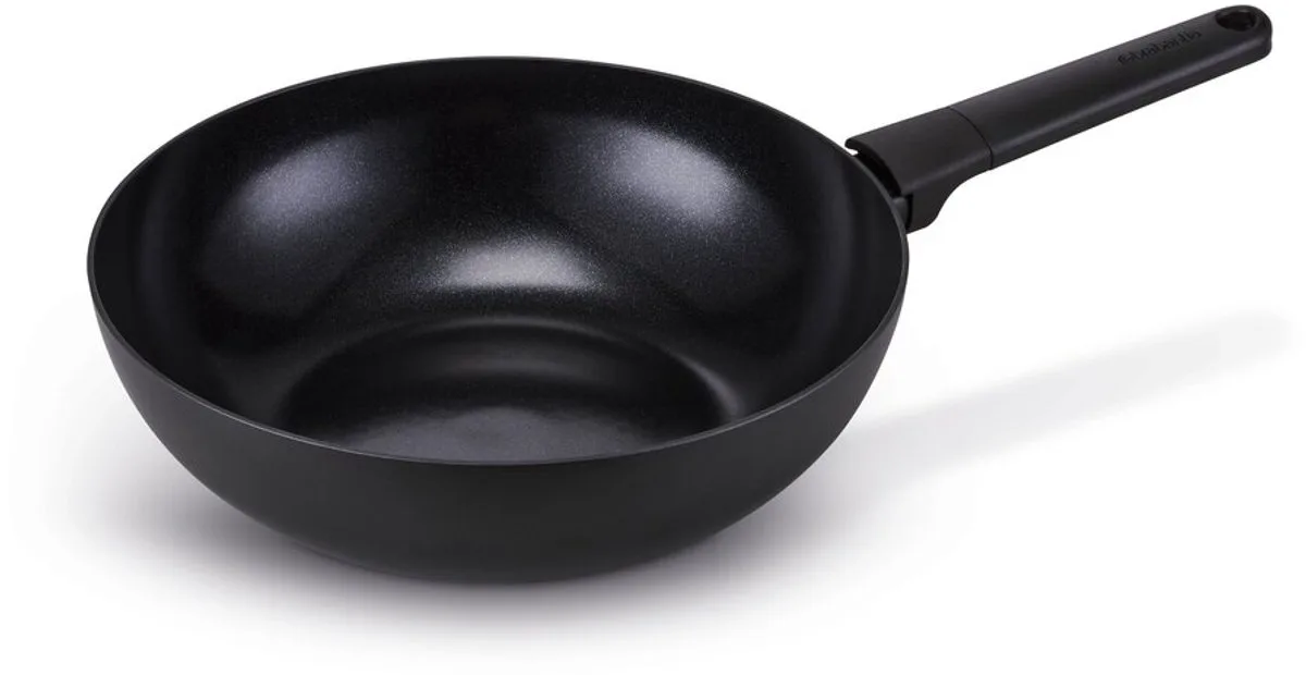 VANTA Wokpan - Ø 30 cm - Keramische Antiaanbaklaag Titanium Versterkt - PFAS-vrij - Geschikt voor inductie van Brabantia in Zwart – productfoto