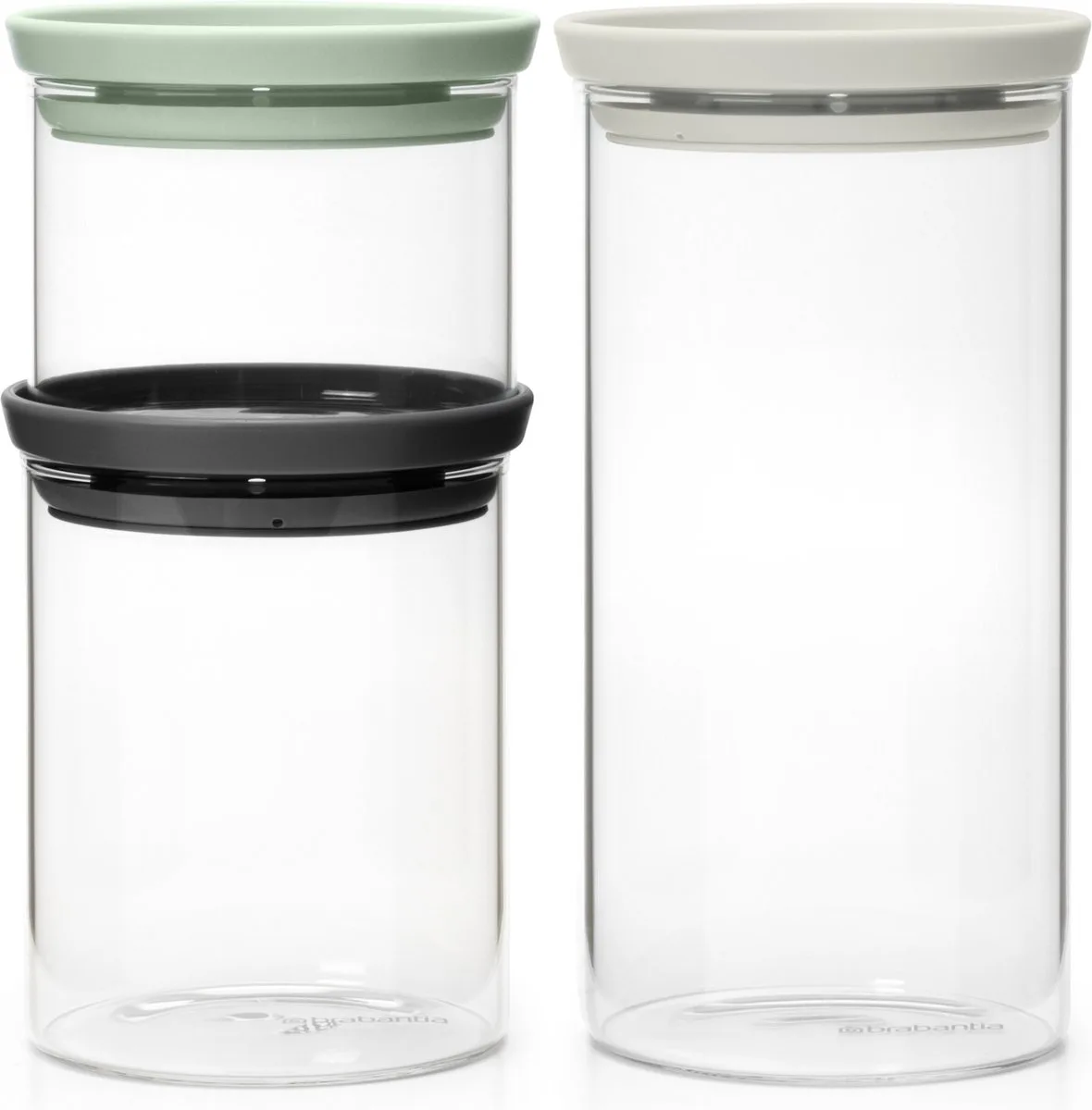 Brabantia Vorratsdose 3er Pack Schwarz-grau-grün von Brabantia in Hellgrau – Produktfoto