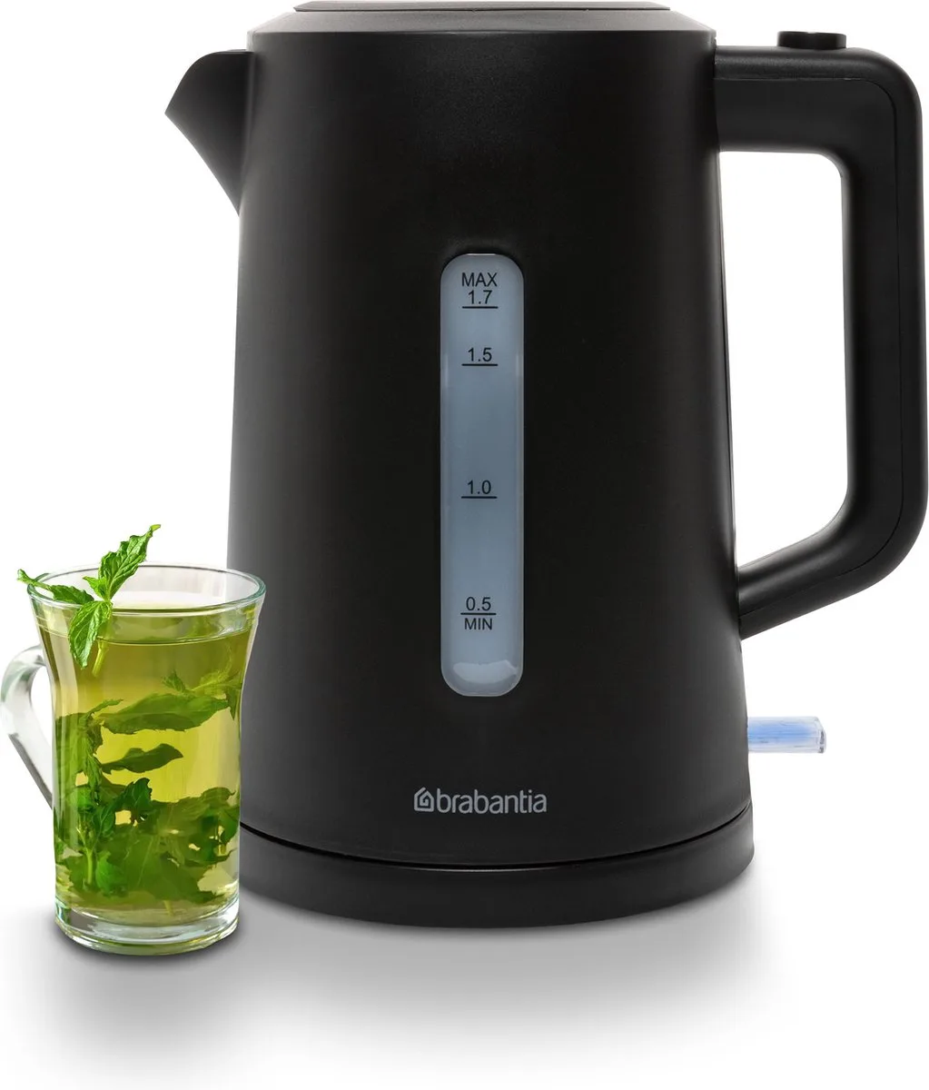 Waterkoker - 2200 Watt - 1.7L - Snoeropbergruimte - Automatische uitschakeling - Zwart - BBEK1017 van Brabantia in Zwart – Nieuw Model – productfoto