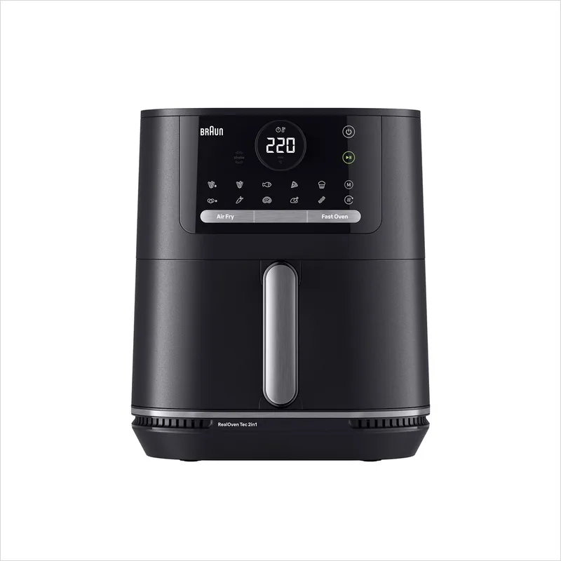 MultiFry 5 Airfryer 2in1 - HF5050 - 6L - tot 6 personen - Vaatwasbestendige Lade - RealOven Tec van Braun in Zwart – productfoto