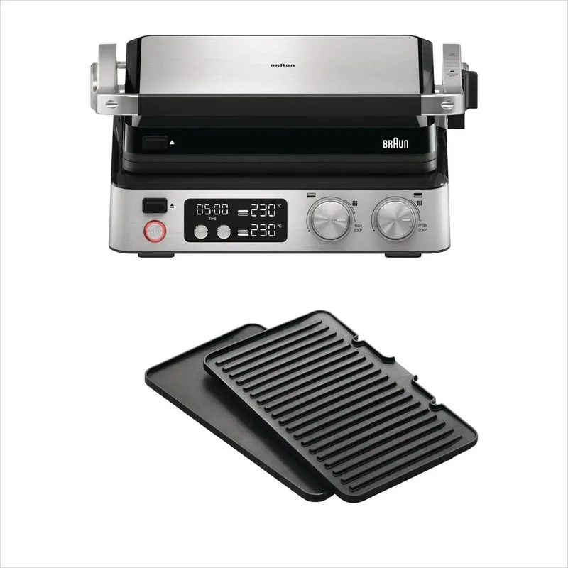 MultiGrill 7 - CG7040 - Contactgrill - Met Timer en Display van Braun in Zwart – productfoto