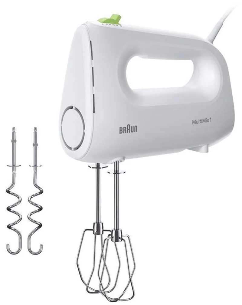 MultiMix 1 HM1100WH – Handmixer – Ergonomisch en krachtig - 4 snelheden - Turbofunctie - 450 W von Braun in Weiß – Produktfoto