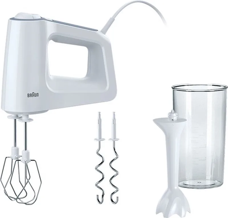 MultiMix 3 HM3105WH – Handmixer - Met Staafmixervoet – Ergonomisch - 5 Snelheden - Turbofunctie - 500 W de Braun en Blanc – photo produit