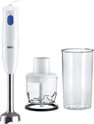 HB101AI-MQ10.201MWH Mixeur plongeant 450 W sans BPA, avec embout hâchoir blanc de Braun en Blanc – photo produit 1 sur 2