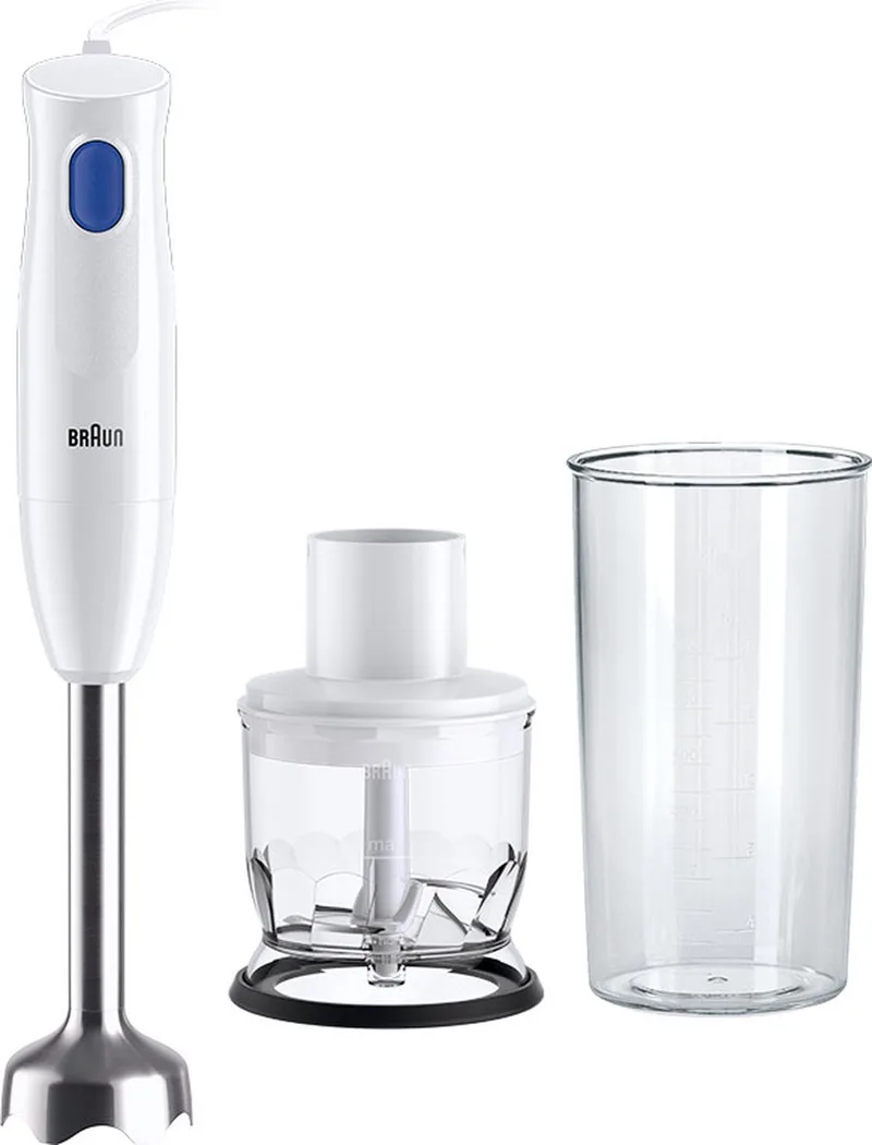 HB101AI-MQ10.201MWH Mixeur plongeant 450 W sans BPA, avec embout hâchoir blanc de Braun en Blanc – photo produit 1 sur 2