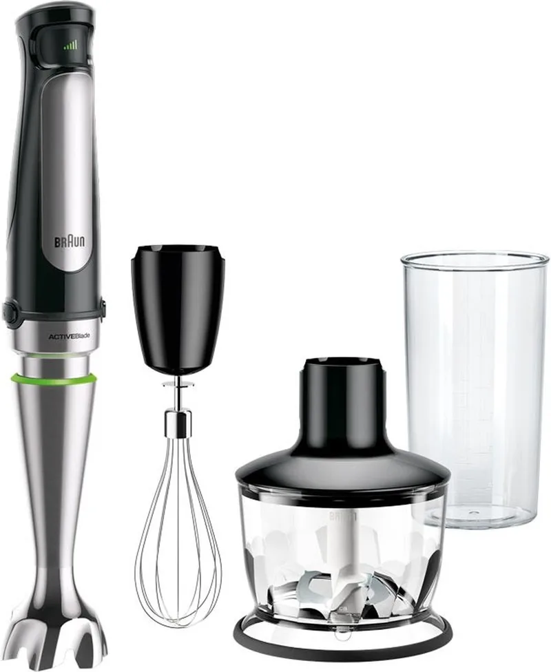MultiQuick 7X MQ7035X – Staafmixer - Met Hakmolen, Garde en Maatbeker 600 ml - Traploze Easy SmartSpeed bediening -Antispatvoet - 1000 W de Braun en Noir – photo produit