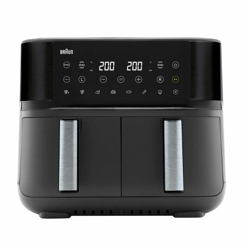 TwinCook 3 Dubbele Airfryer - TD3030 - 8L - 2x4L Vaatwasbestendige Lades by Braun in Black – product photo