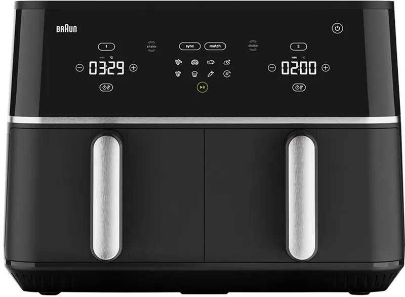 TwinCook 5 TD5030IBK - Dubbele Airfryer - 10 L - 2x5L Vaatwasbestendige Lades - 2400 W by Braun in Black – product photo