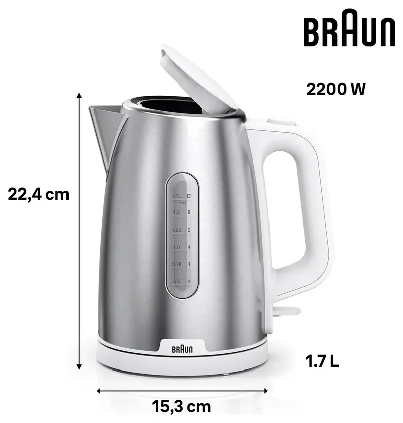 WK 1500 GY Waterkoker BPA-vrij Aantal/Volume: 1.7 l de Braun en Gris – photo produit 2 sur 2