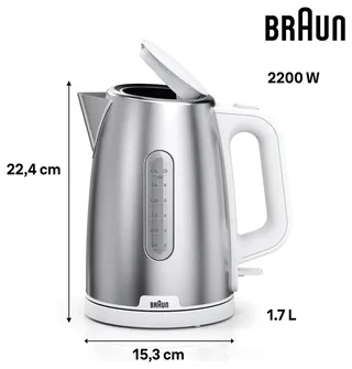 WK 1500 waterkoker 1,7 l 2200 W Wit by Braun in Roestvrijstaal – product photo 2 of 2