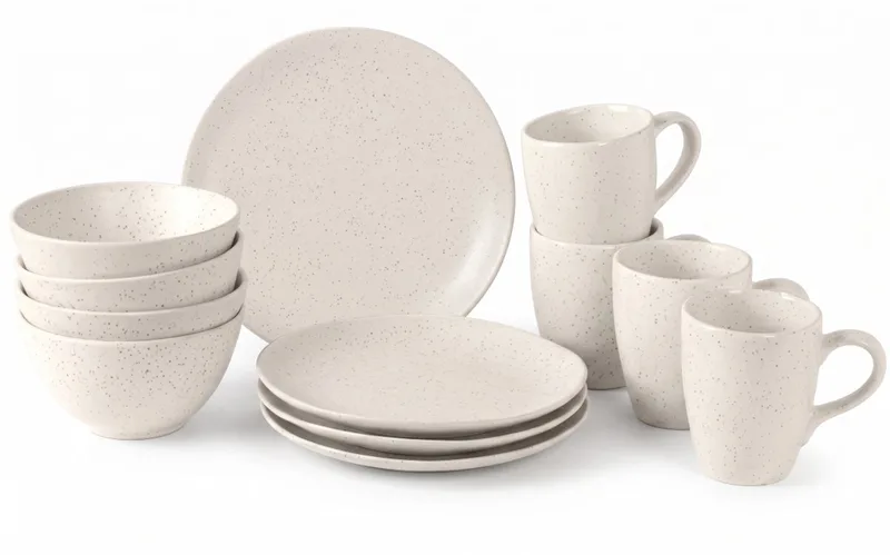 Ontbijtset Nordic Vanilla 12-delig / 4 personen - 4 ontbijtborden, 4 kommen en 4 kopjes de Broste Copenhagen en Blanc – photo produit