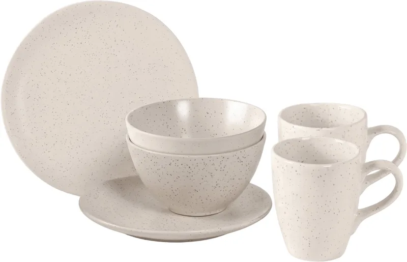 Ontbijtset Nordic Vanilla 6-delig / 2 personen - 2 ontbijtborden, 2 kommen en 2 kopjes by Broste Copenhagen in White – product photo