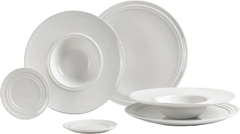 Pastaset Stevns 6-delig / 2 personen - 2 dinerborden, 2 pastaborden en 2 kleine bordjes von Broste Copenhagen in Weiß – Produktfoto