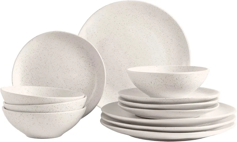 Serviesset Nordic Vanilla 12-delig / 4 personen - 4 dinerborden, 4 ontbijtborden en 4 kommen by Broste Copenhagen in White – product photo