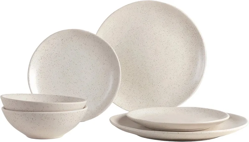 Serviesset Nordic Vanilla 6-delig / 2 personen - 2 dinerborden, 2 ontbijtborden en 2 kommen by Broste Copenhagen in White – product photo