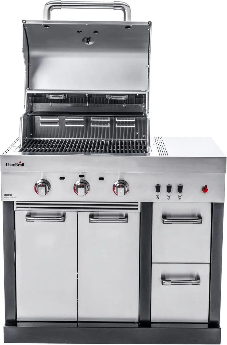 Ultimate 3200 Gasbarbecue Buitenkeuken - 3 Branders - TRU-Infrared™ - Gietijzeren Grillrooster - 6,6 kW van Char-Broil in Rvs – productfoto