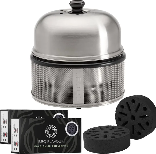Premier Barbecue Bundelset - Houtskoolbarbecue - Inclusief Quick Koko Grillbricks 8 st. - Compact - Ø 30 cm