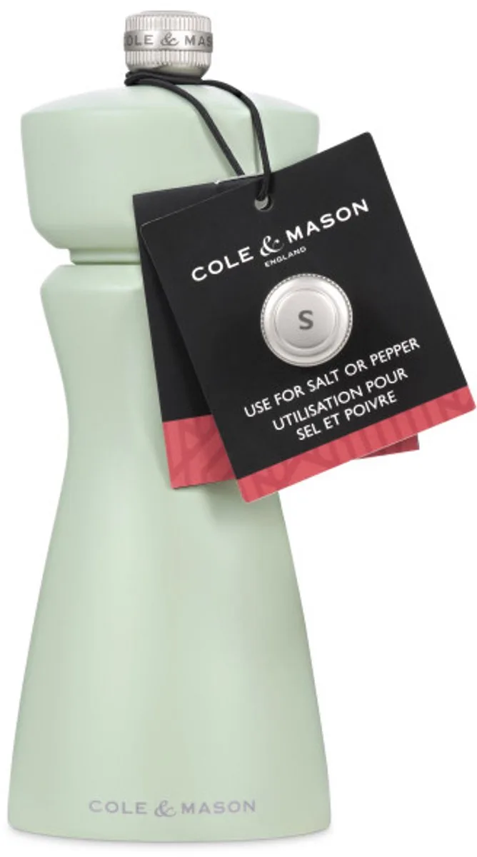 Kenton Zout- of Pepermolen – 15 cm – Keramisch Maalwerk – Instelbaar – Rubberhout – Groen van Cole & Mason in Sage – productfoto