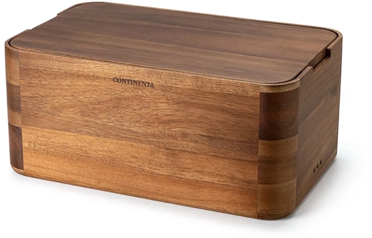 brooddoos met deksel / broodsnijplank 36x23cm H16cm acacia van Continenta in Bruin – productfoto