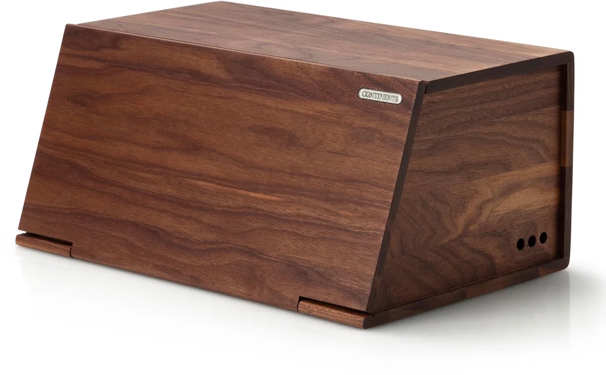 Broodtrommel in Hout - Notelaar - 40x28H18,5cm van Continenta in Donkerhout – productfoto