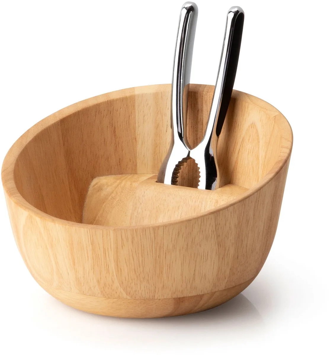 notenschaal + notenkraker 19.5x19x12.5cm rubberhout fra Continenta i Bruin + aluminium – produktbillede