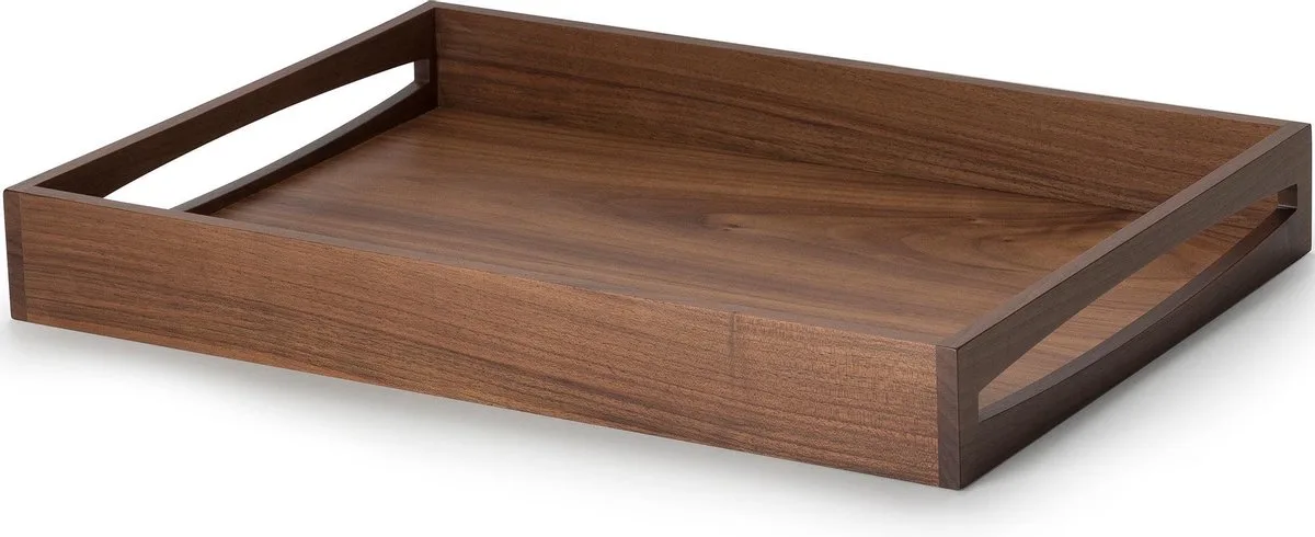 Rechthoekig Dienblad in Massieve Notelaar 49x35cm van Continenta in Donkerhout – productfoto