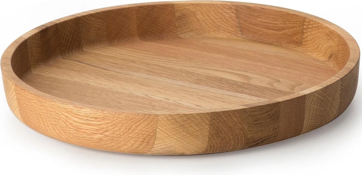 Ronde Schaal in Massief Eikenhout 38xH5,4cm van Continenta in Natuurhout – productfoto